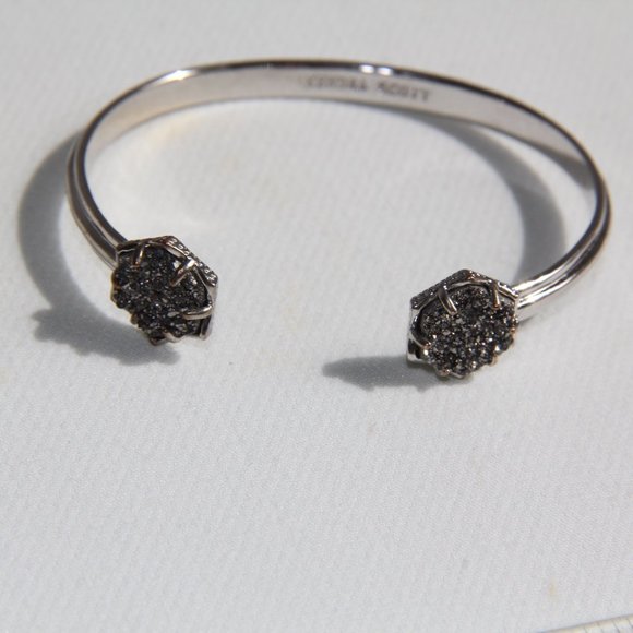 Kendra Scott Arden Druzy Cuff Bracelet. Gorgeous Hexagon Platinum - Picture 4 of 8